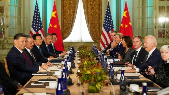 President Joe Biden and Chinese President Xi Jinping attend a bilateral meeting at Filoli estate on the sidelines of the Apec summit