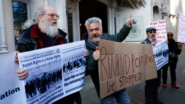 Demonstrators were seen holding placards while protesting outside the Supreme Court