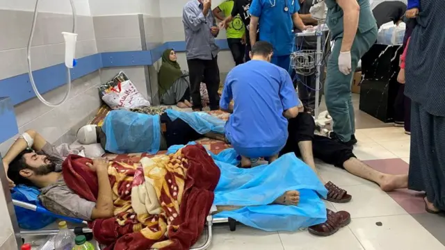 Wounded Palestinians in the hospital