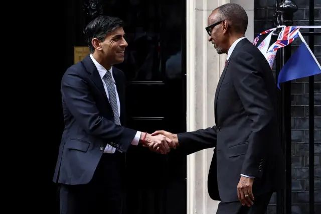 Rishi Sunak meeting Paul Kagame in London in May