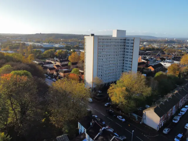 An aerial photograph of Barton House in Bristol