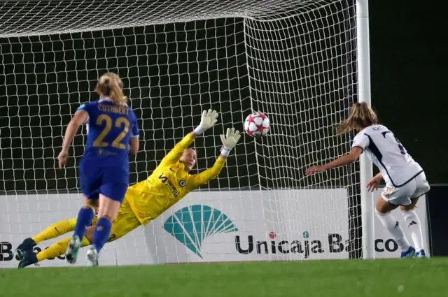 Carmona slots home from the penalty spot past Berger.