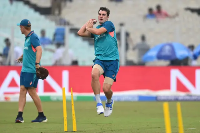 Australia's Pat Cummins before Cricket World Cup semi-final v South Africa