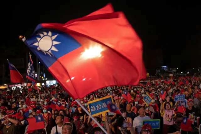 Scene from an election campaign rally in Kaohsiung