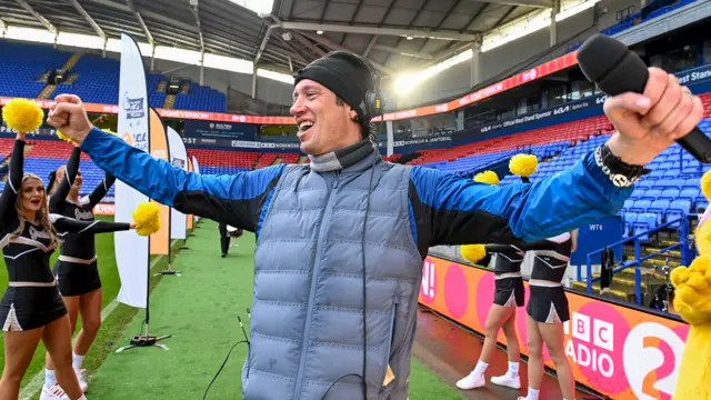 Vernon arrives at the finish line