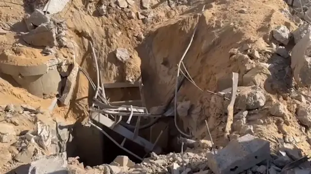 Screenshot of an IDF-released video purportedly showing a tunnel entrance on Al-Shifa hospital grounds