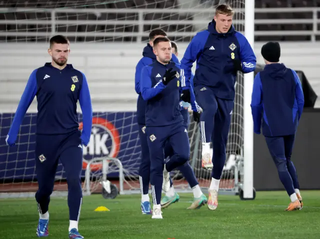 Northern Ireland players in training