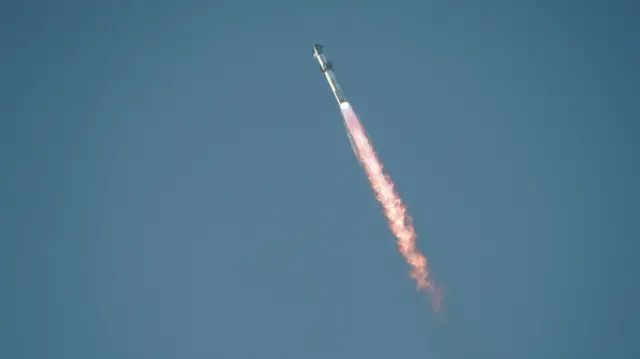 Rocket flies through the sky