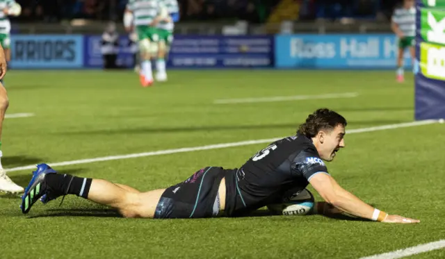 Josh McKay scores the first try for Glasgow Warriors