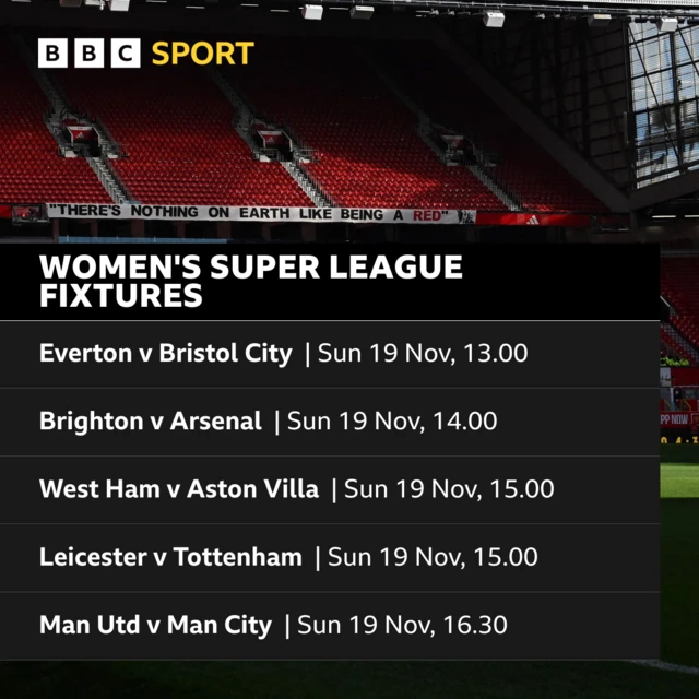 Women's Super League fixtures