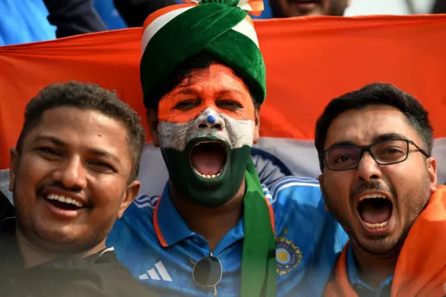 India fans ahead of the 2023 Cricket World Cup final in Ahmedabad