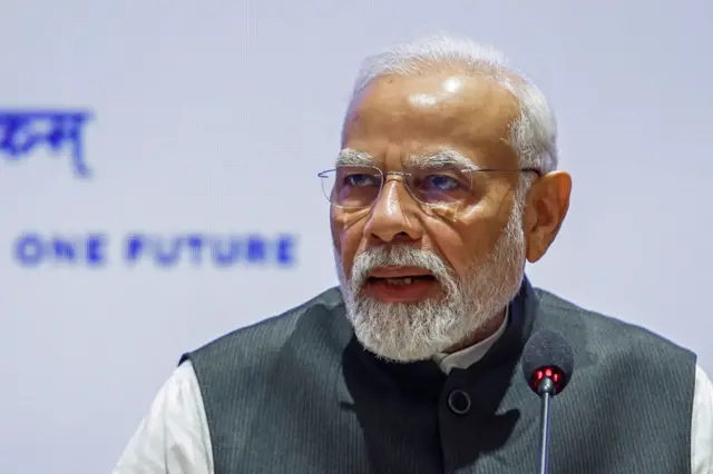 Indian Prime Minister Narendra Modi attends a session at the G20 summit in New Delhi on September 9, 2023.