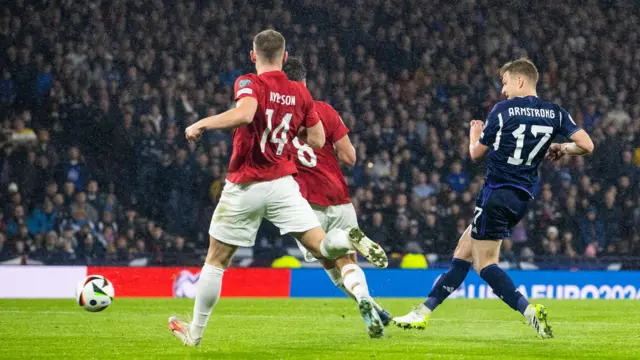 Stuart Armstrong's goal also started in the left-hand corner and saw him arc into the box