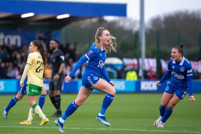 Megan Finnigan of Everton celebrates after scoring