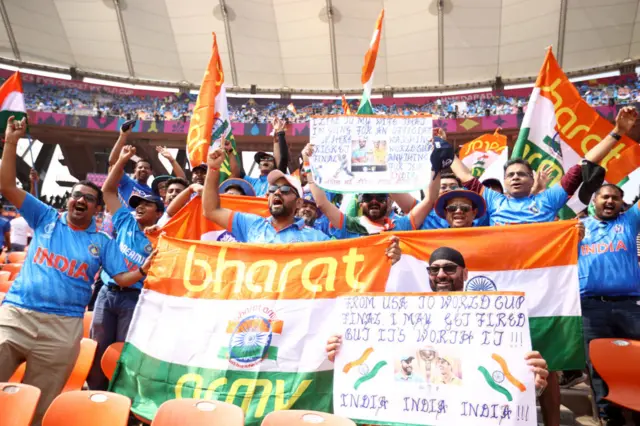 India fans ahead of the 2023 Cricket World Cup final in Ahmedabad