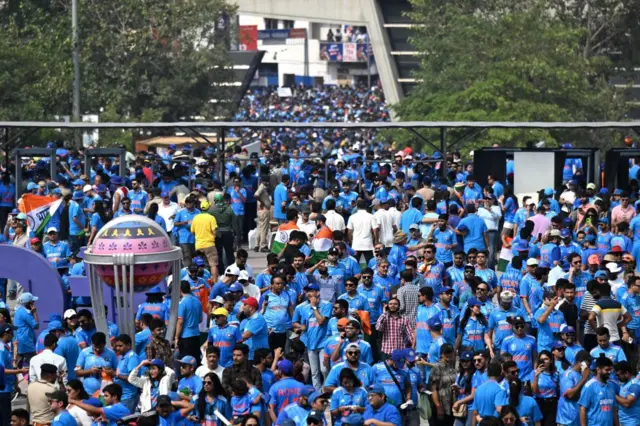 India fans ahead of the 2023 Cricket World Cup final in Ahmedabad