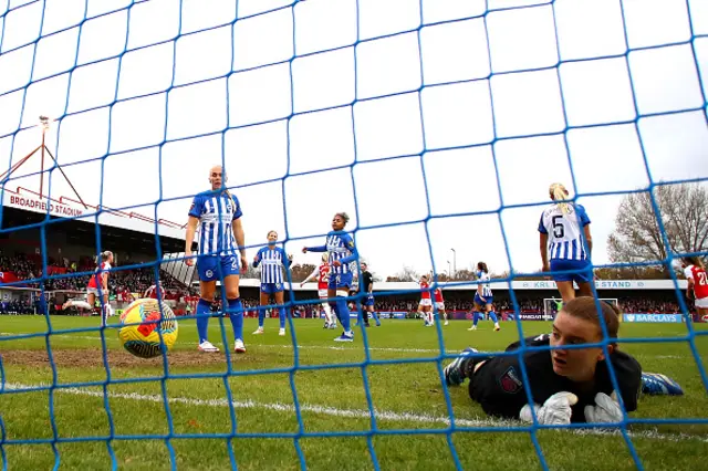 Sophie Baggaley of Brighton & Hove Albion and teammates look dejected