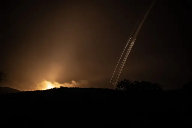 Israel air strike in Gaza at night