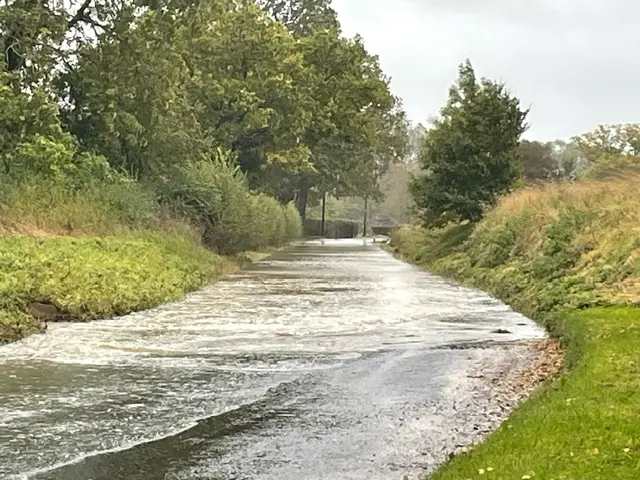 A1120 Dennington Wash Farm, flooded road