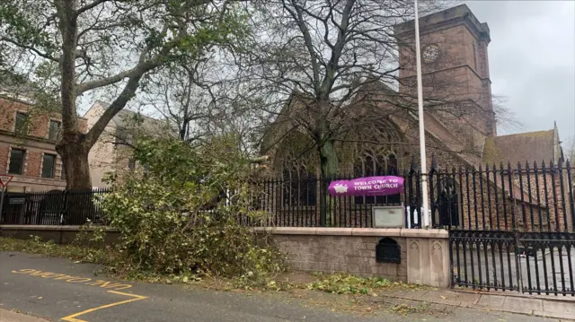 St Helier town church tree down