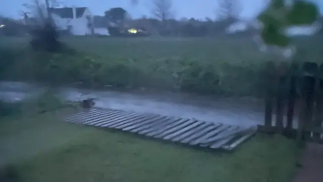 Blown down fence