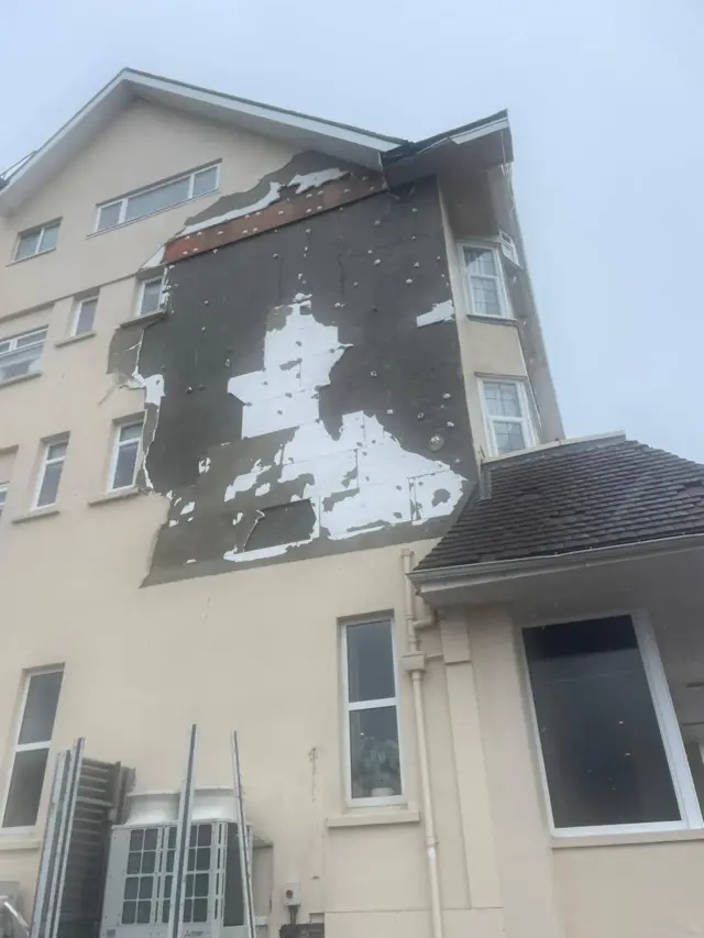 Grand Hotel wall blown off