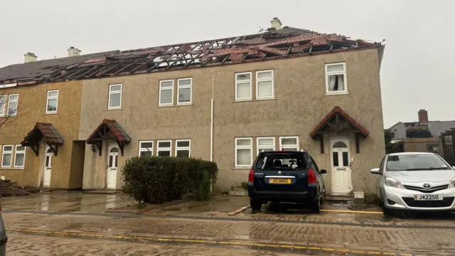 Roofs blown off at housing estate in Jersey