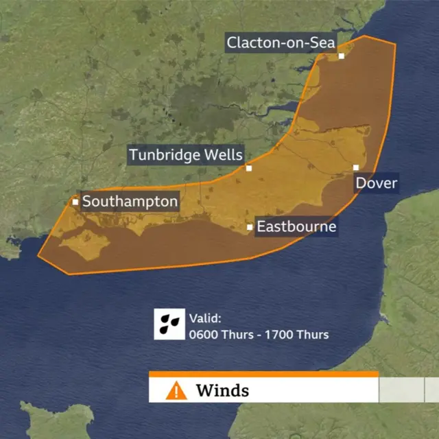 AMber weather warning in south east