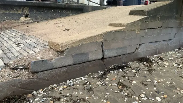 Island damaged beach slipway