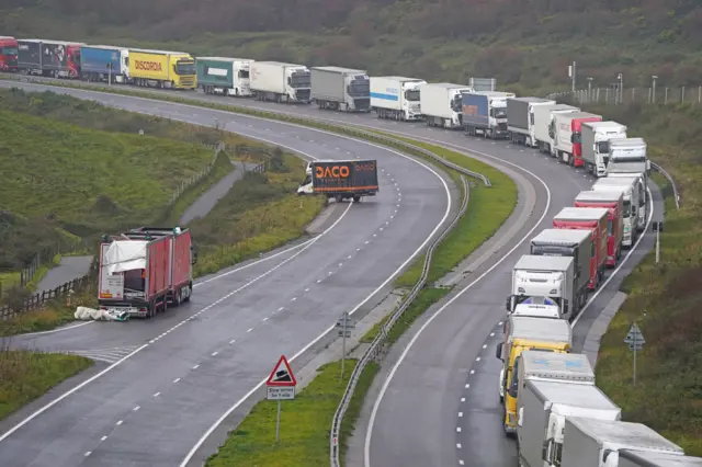 Lorries blown over while queuing for Dover