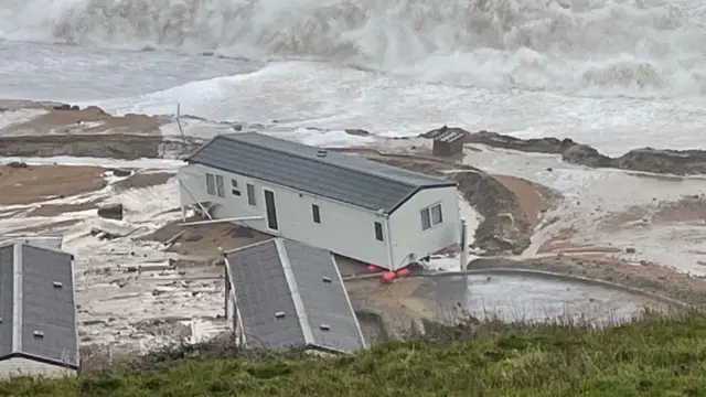 Holiday homes at Freshwater Beach Holiday Park after flood damage