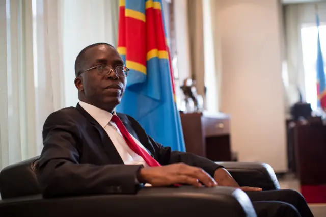 Democratic Republic of Congo Prime minister, Augustin Matata Ponyo, is pictured during an interview in Kinshasa on April 13, 2015.