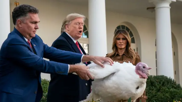 Donald Trump pardons a turkey