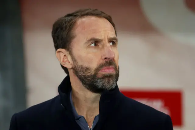 Southgate looks on in disgust from the touchline.