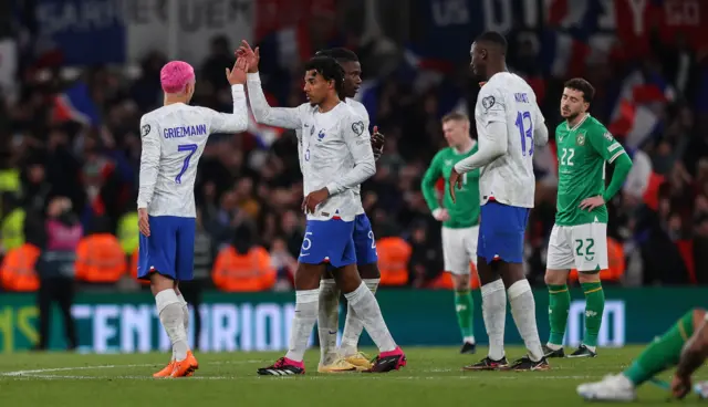 France celebrate beating the Republic of Ireland