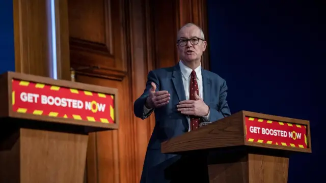 Patrick Vallance speaks during a briefing on the coronavirus pandemic in Downing Street