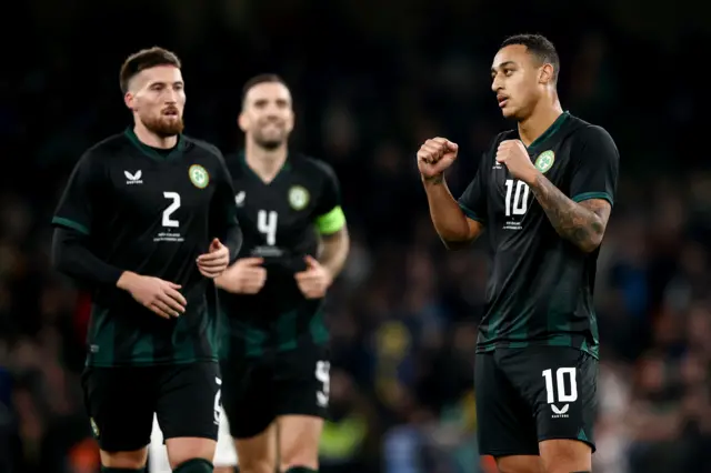 Republic of Ireland celebrate Adam Idah's goal