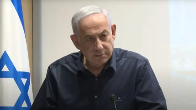 Benjamin Netanyahu speaks in a video statement