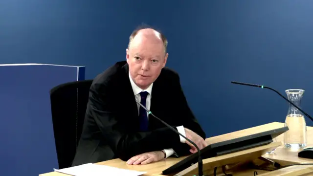 Sir Chris Whitty answers a question in the Covid inquiry