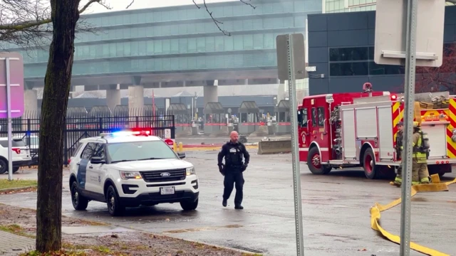 Law enforcement around the site of the Rainbow Bridge explosion