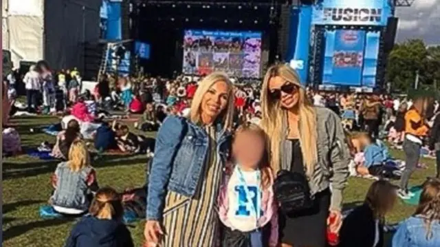 Ashley with her mum Julie Dale at Fusion festival (with an unnamed child).