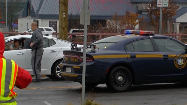 Law enforcement near the scene of an explosion at the US-Canada border