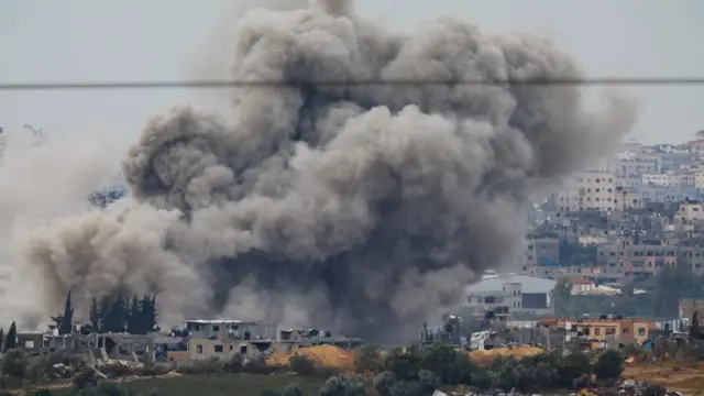 Smoke rises over Gaza on Wednesday morning