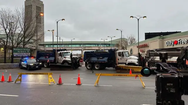 Snow plows have been used to block roads to traffic while authorities investigate