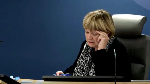 Baroness Heather Hallet speaks during the UK Covid inquiry