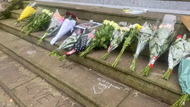 Flowers on steps