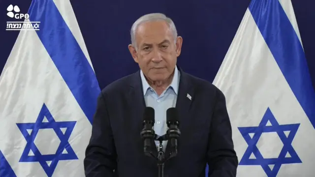 Benjamin Netanyahu speaks during a press conference