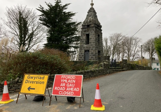 Road closure signs