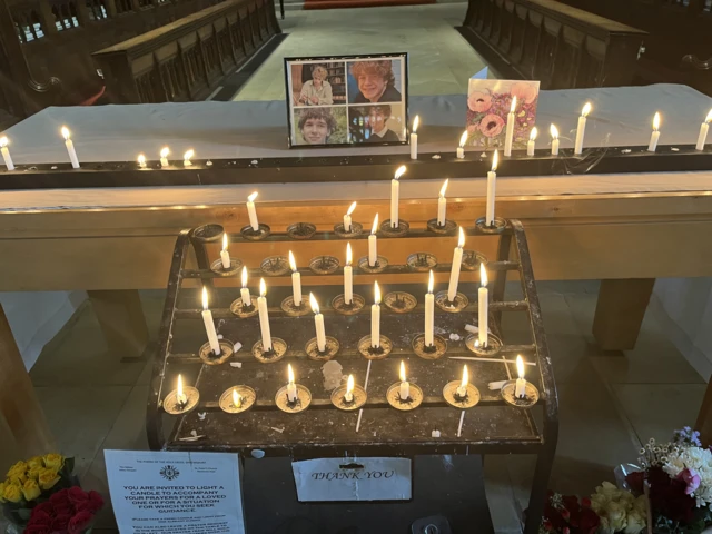 Candles lit in the church hall