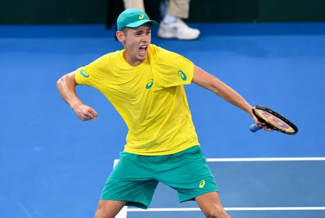 Alex de Minaur playing in Davis Cup in Australia in 2018